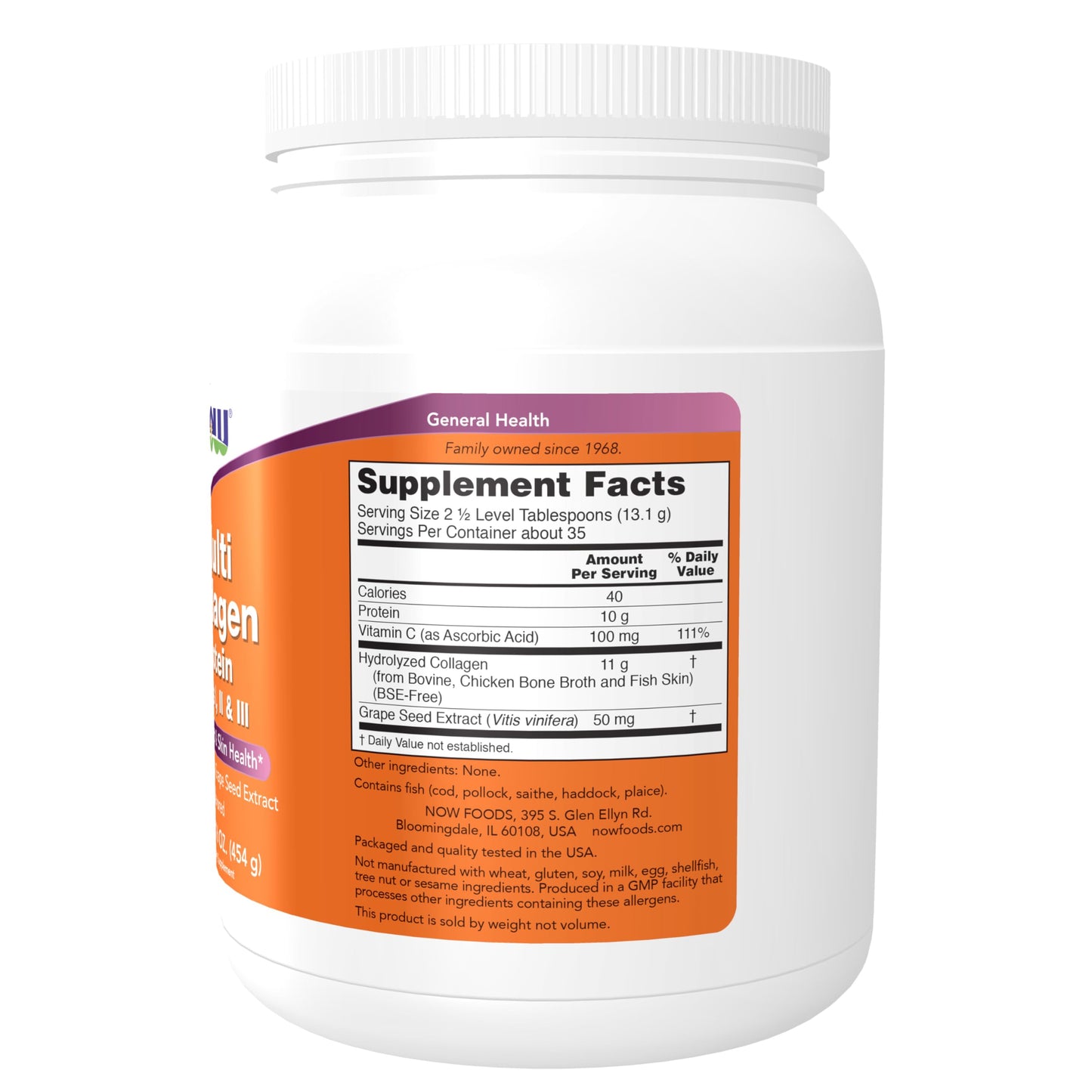NOW Foods Multi Collagen Protein (Types I, II & III) – 16 oz Bone, Joint & Skin Health
