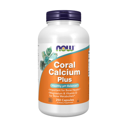 NOW Foods Coral Calcium Plus – Bone Health & pH Balance | 250 Veg Capsules