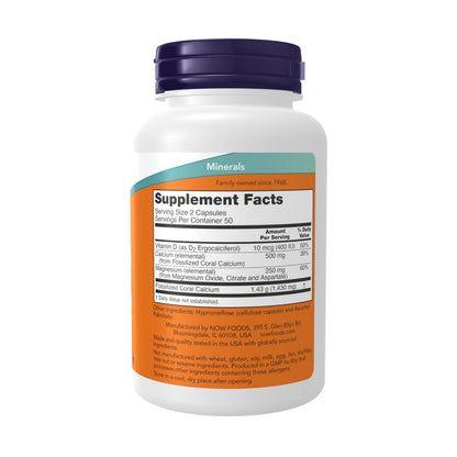 NOW Foods Coral Calcium Plus - Bone Health & pH Balance | 100 Veg Capsules
