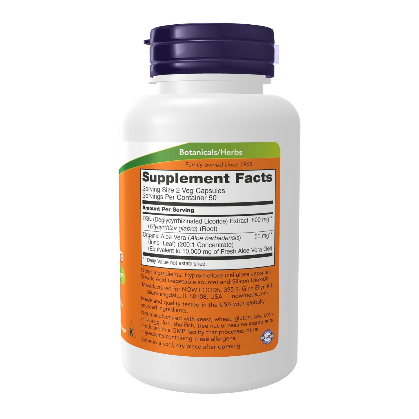 NOW Foods DGL with Aloe Vera – Deglycyrrhizinated Licorice Dietary Supplement, 400 mg, 100 Veg Capsules