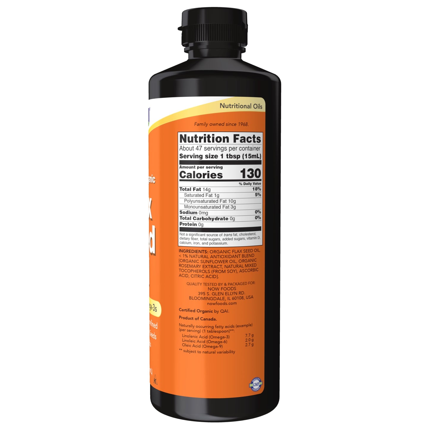 NOW Foods Certified Organic Flax Seed Oil – Cold-Pressed, Unrefined, 24 oz
