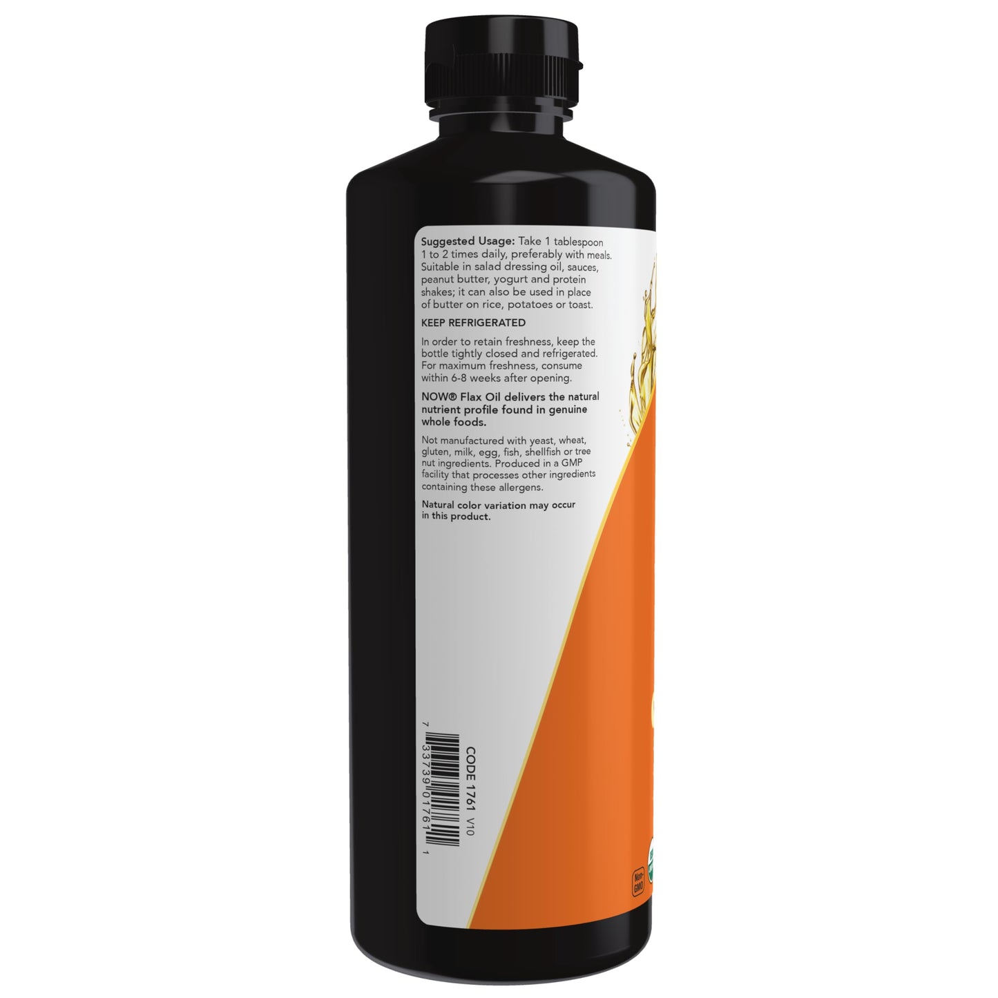 NOW Foods Certified Organic Flax Seed Oil – Cold-Pressed, Unrefined, 24 oz