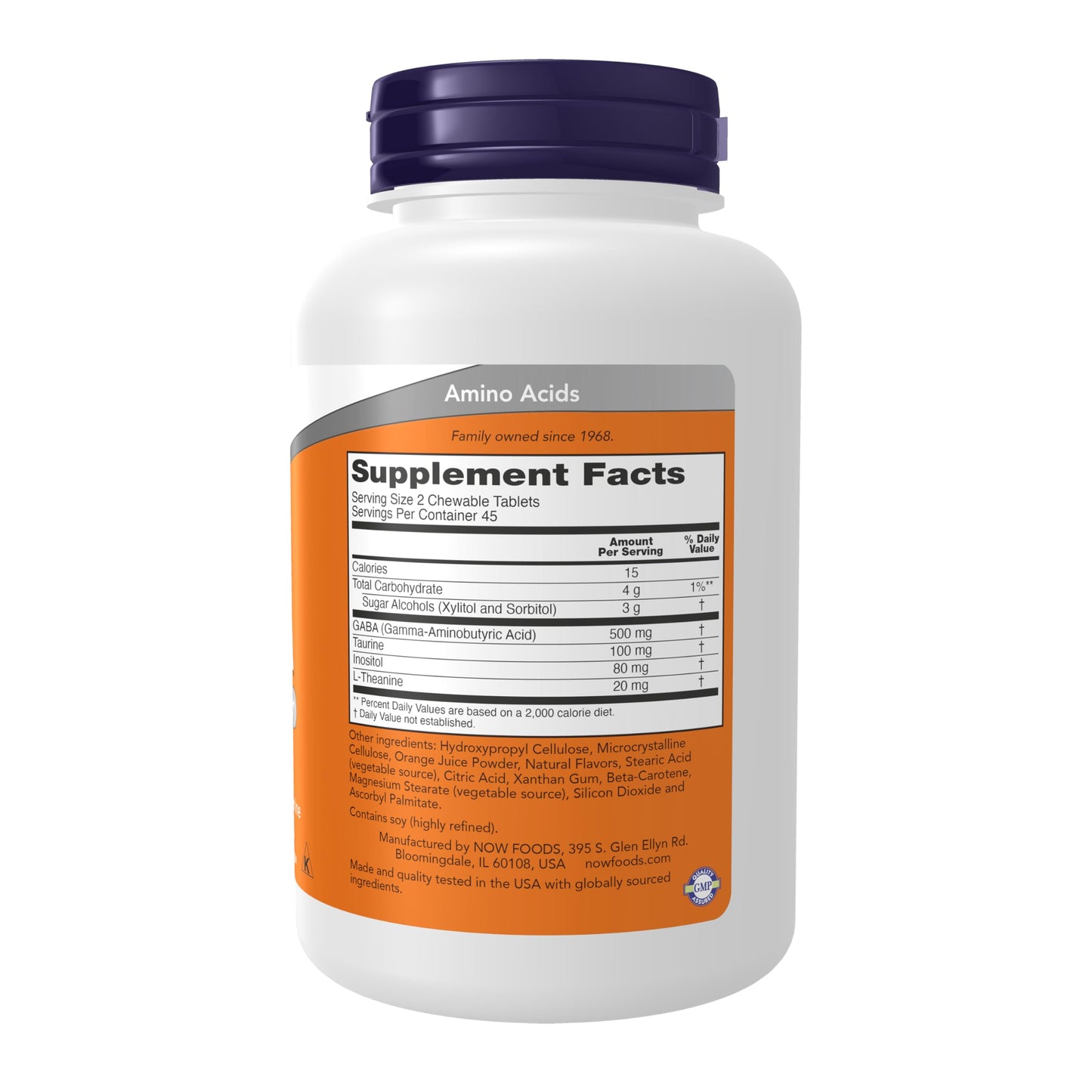 NOW Foods GABA – Neurotransmitter Support, Orange, 90 Chewables