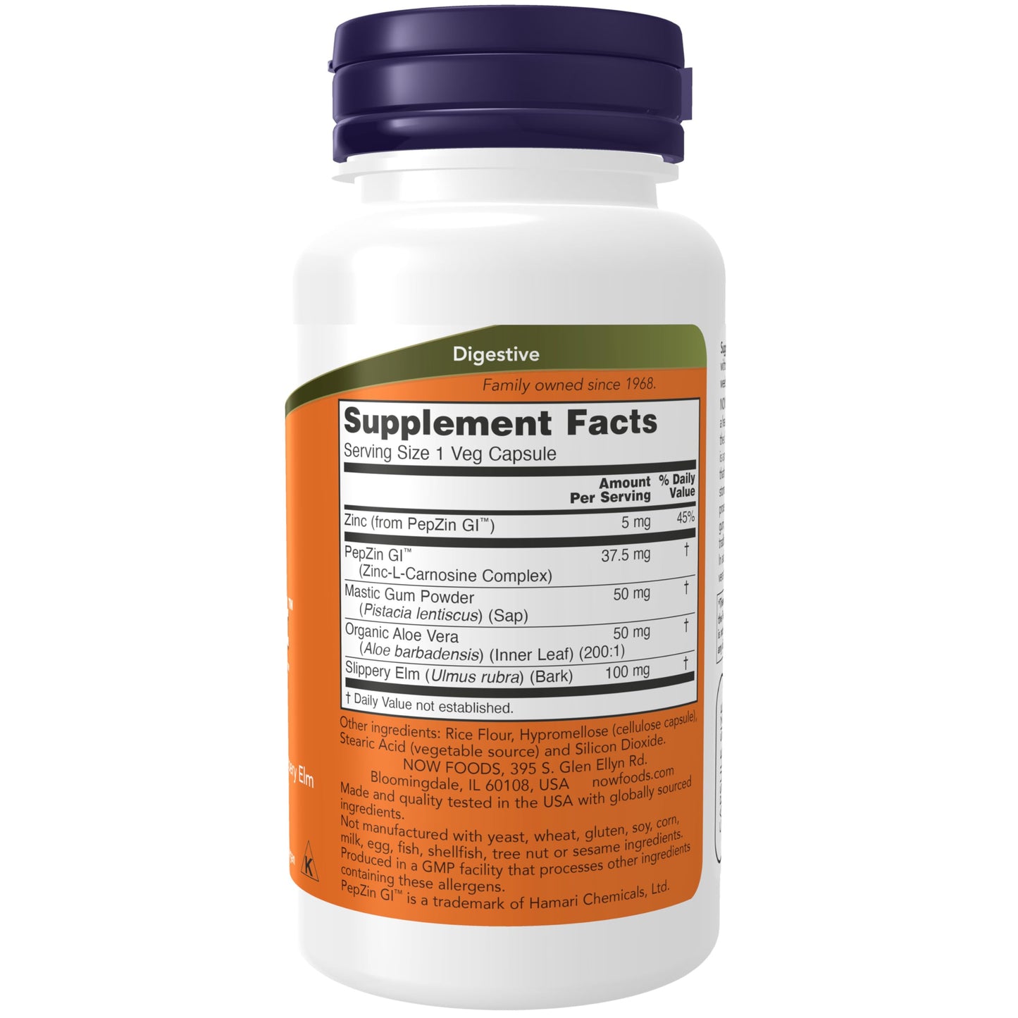 NOW Foods Gastro Comfort with PepZin GI, Mastic Gum, Aloe Vera & Slippery Elm | 60 Veg Capsules