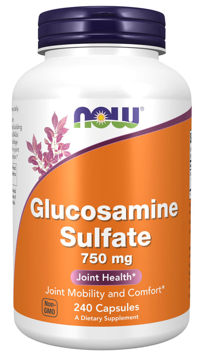 NOW Foods Glucosamine Sulfate 750 mg – 240 Veg Capsules | UL Dietary Supplement Certification | Joint Health