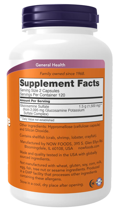NOW Foods Glucosamine Sulfate 750 mg – 240 Veg Capsules | UL Dietary Supplement Certification | Joint Health