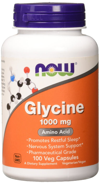 Now Foods Glycine Pharmaceutical Grade Amino Acid 1000 mg | 100 Caps