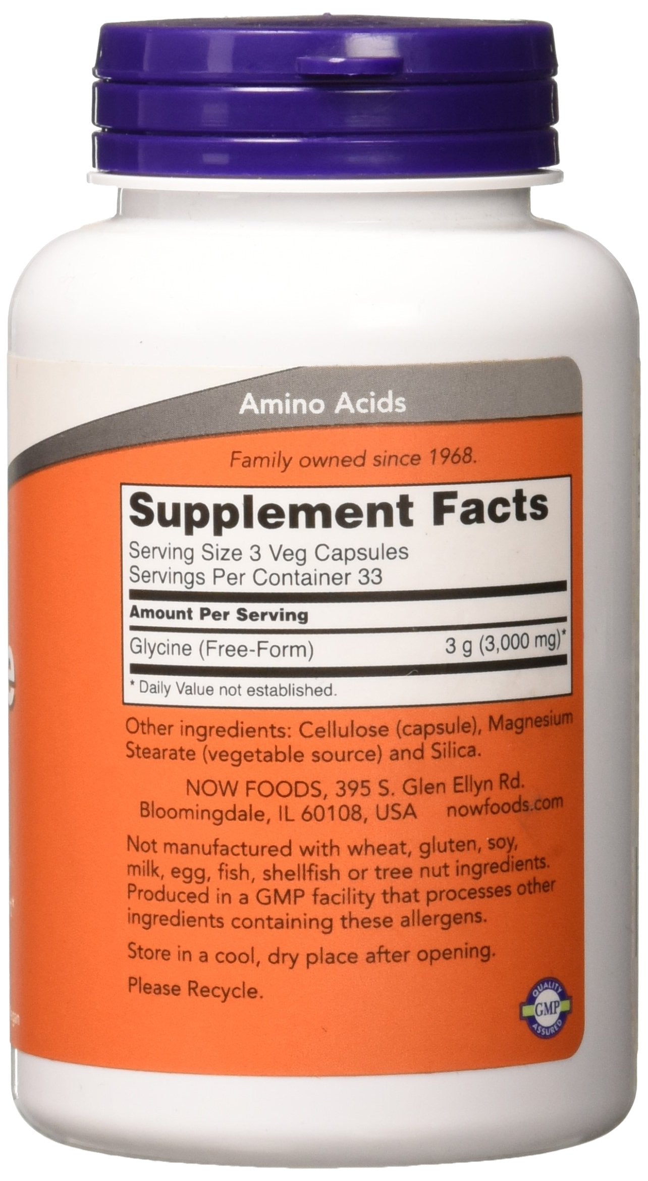 Now Foods Glycine Pharmaceutical Grade Amino Acid 1000 mg | 100 Caps
