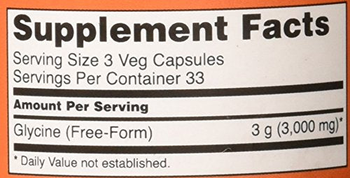 Now Foods Glycine Pharmaceutical Grade Amino Acid 1000 mg | 100 Caps