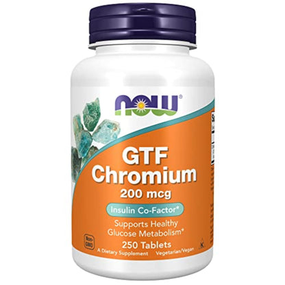 NOW Foods GTF Chromium 200 mcg – Insulin Co-Factor, 250 Tablets
