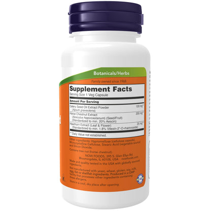 NOW Foods Celery Seed Extract with Horse Chestnut & Hawthorn – 60 Veg Capsules