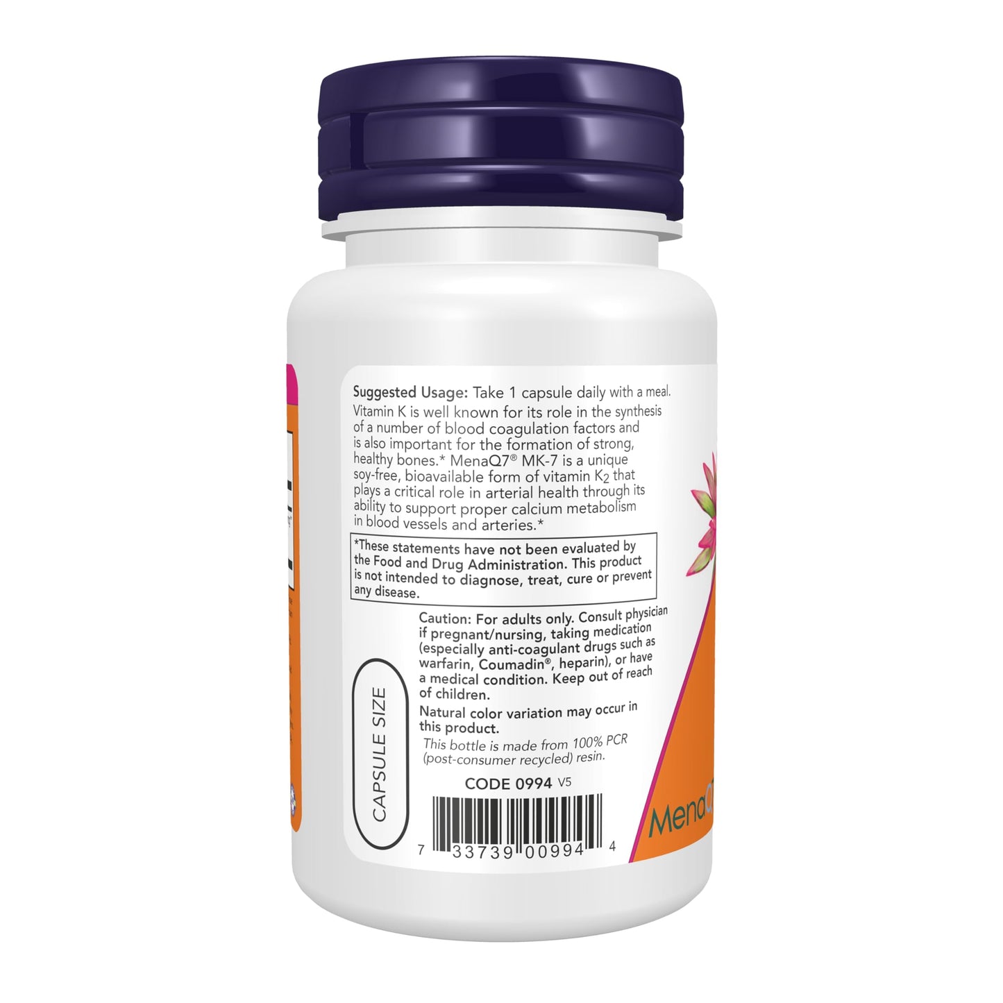 NOW Foods Vitamin K2 MK-7 300 mcg - Extra Strength Supports Bone & Cardiovascular Health | 60 Veg Capsules