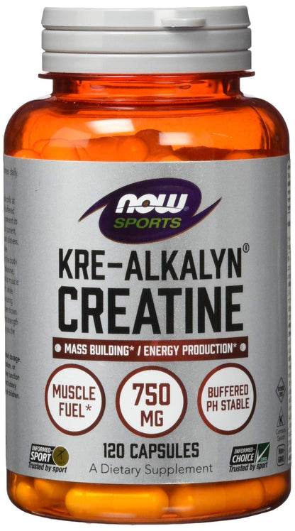 Now Foods Kre-Alkalyn Creatine - 120 Capsules | Patented pH-Stable Buffered Creatine