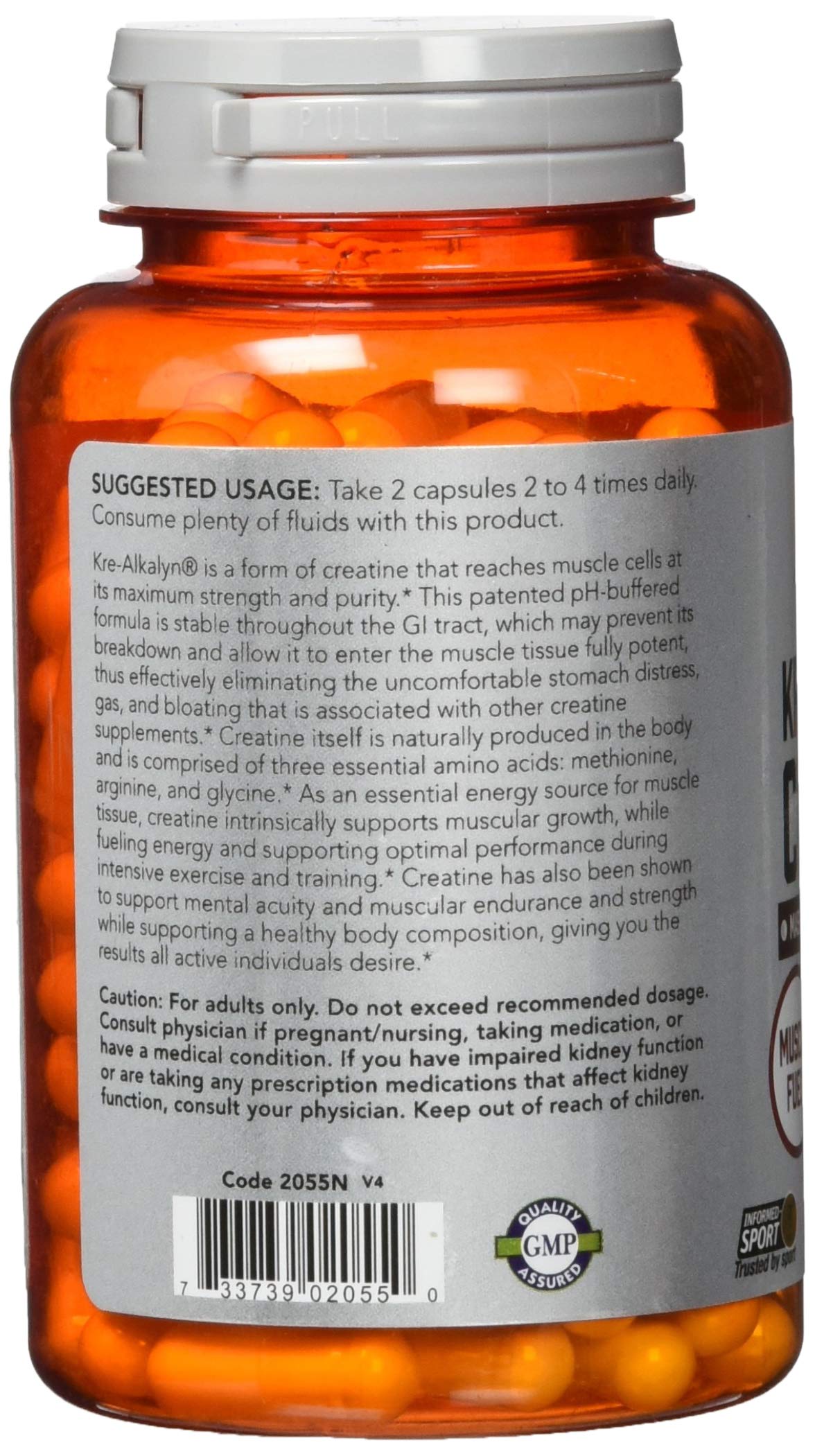 Now Foods Kre-Alkalyn Creatine - 120 Capsules | Patented pH-Stable Buffered Creatine