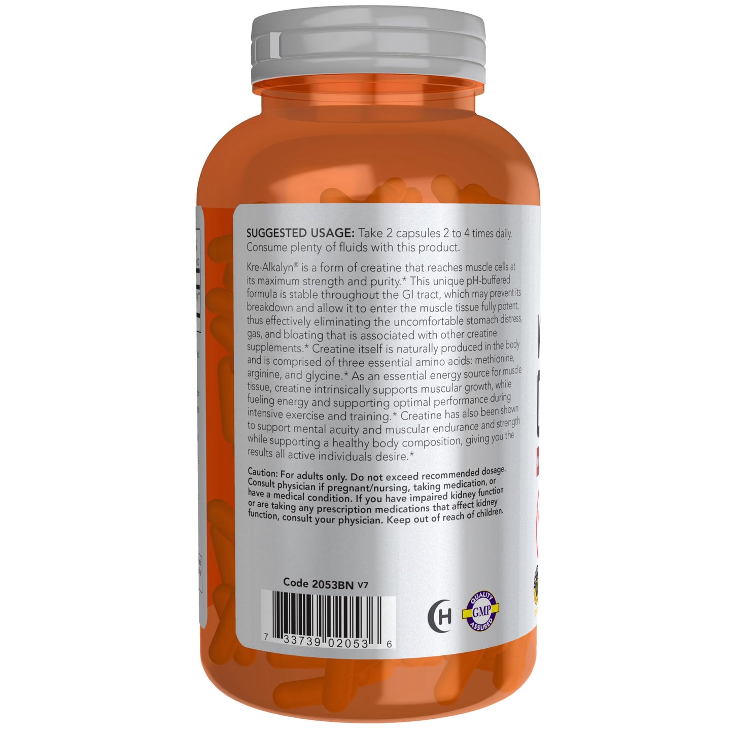 NOW Foods Kre-Alkalyn Creatine 750 mg - Mass Building & Energy Production - 240 Veg Capsules