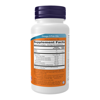 NOW Foods Krill & CoQ10 Phospholipid-Bound Omega-3 Softgels – Heart Health Support, 60 Softgels