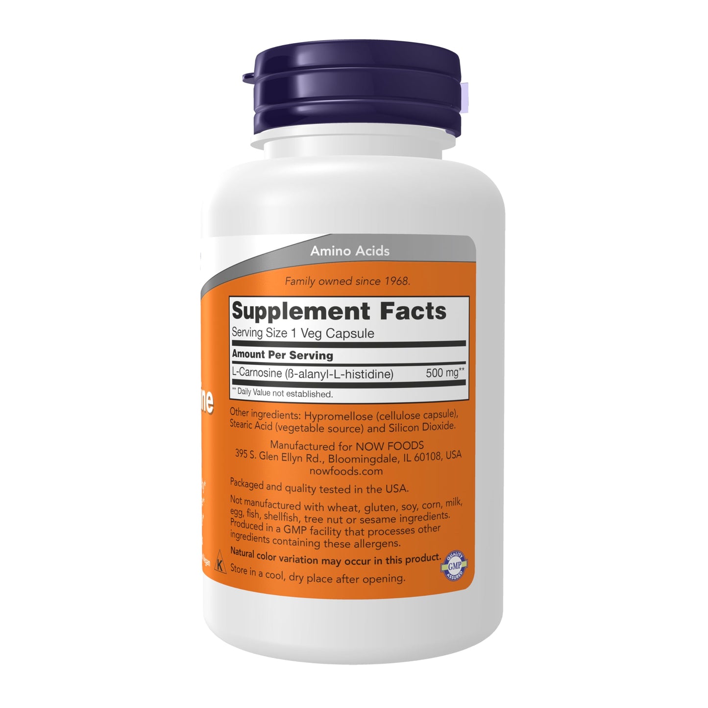 NOW Foods L-Carnosine 500 mg – Healthy Aging, 100 Veg Capsules