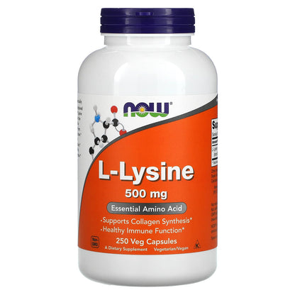 NOW Foods L-Lysine 500 mg | 250 Capsules (Pack of 2) – Immune Support & Collagen