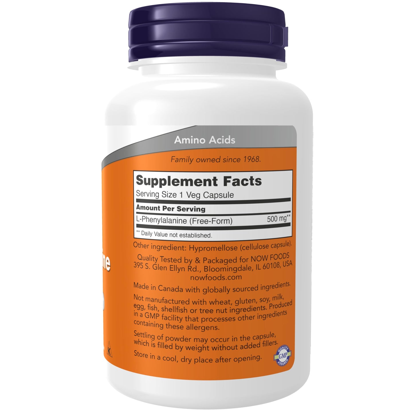 NOW Foods L-Phenylalanine 500 mg - Nervous System Support*, 120 Veg Capsules