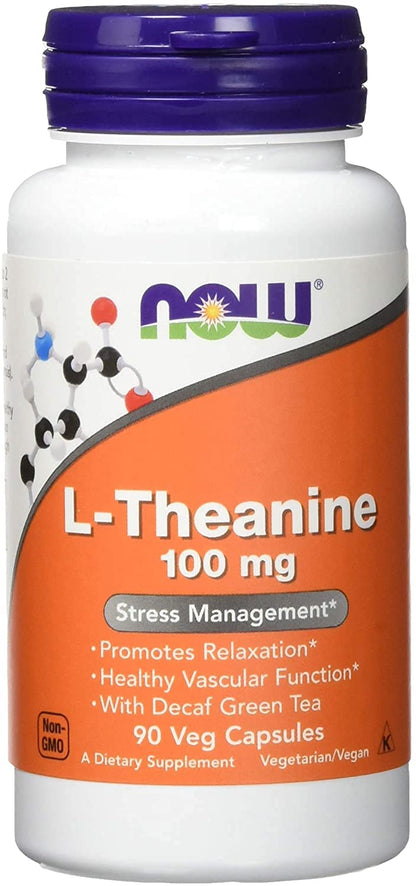 Now Foods L-Theanine 100 mg, 90 Capsules | Relaxation & Focus