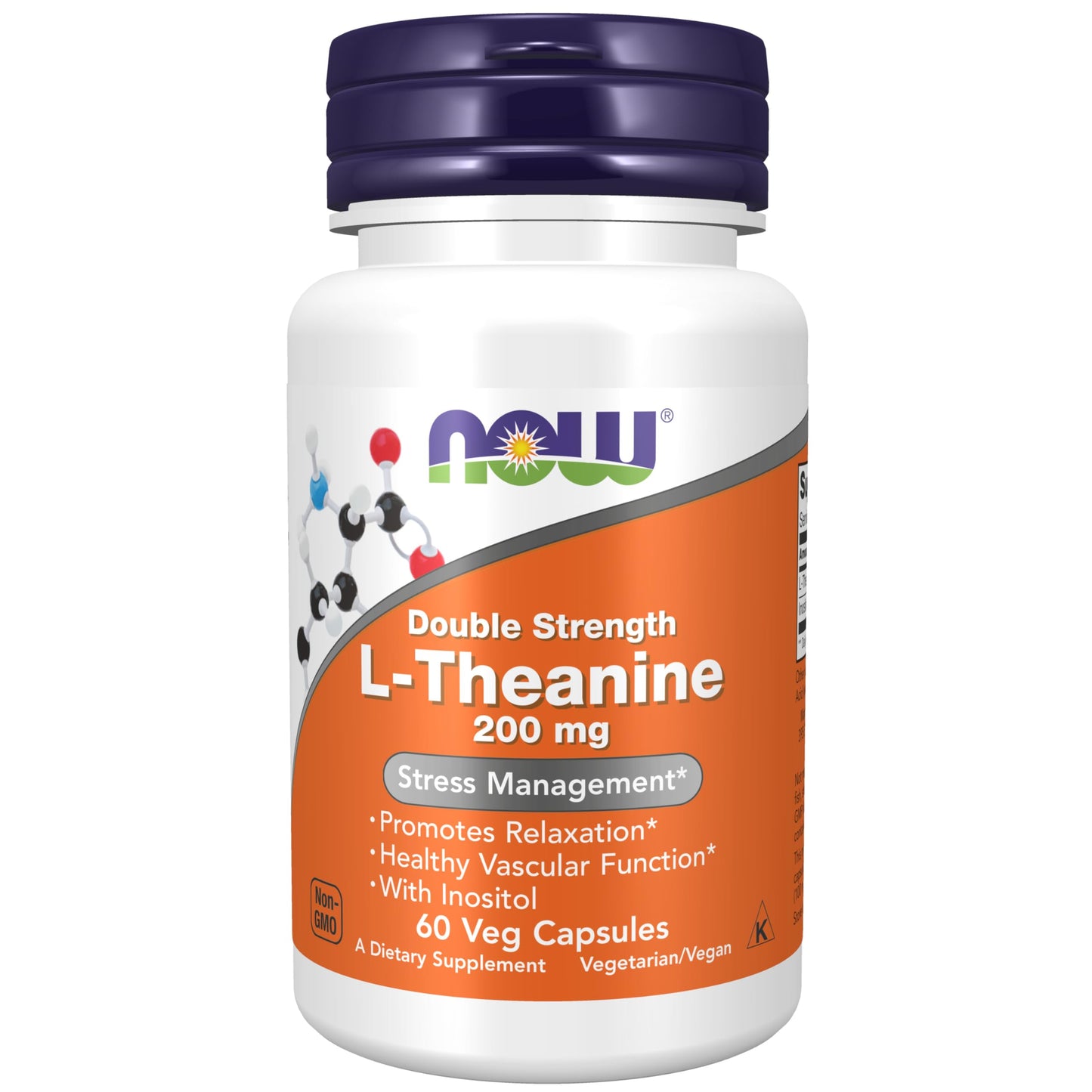 NOW Foods L-Theanine 200 mg with Inositol – Stress Management* | 60 Veg Capsules