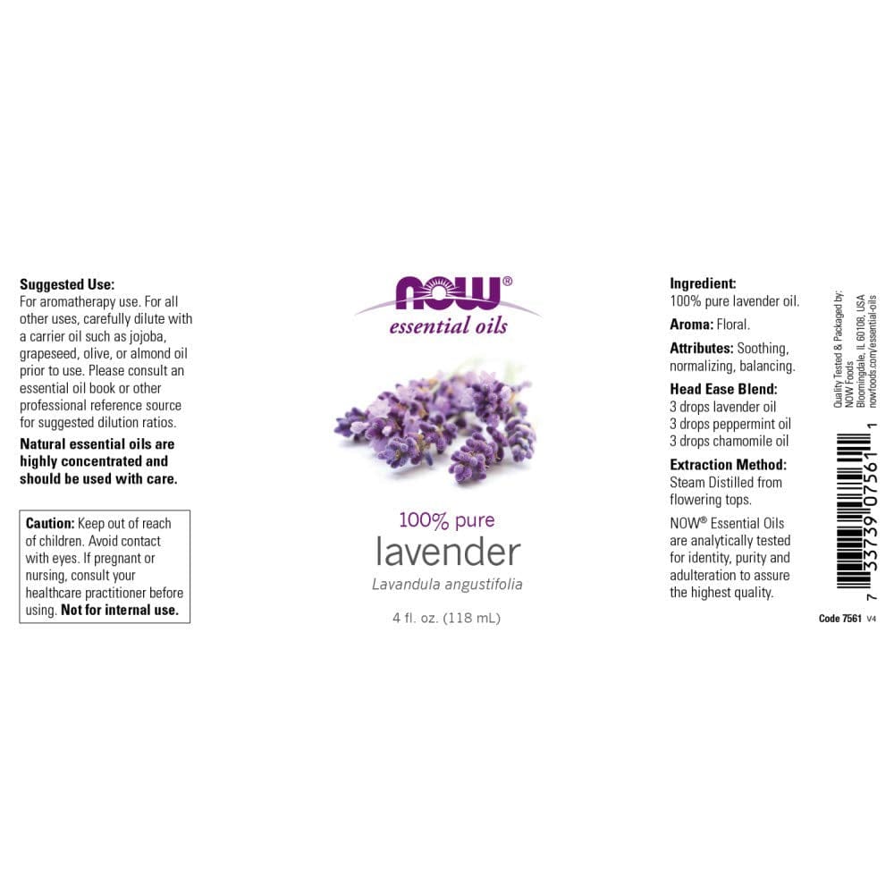 NOW Foods Lavender Oil 4 Fl Oz (2 Pack) | Pure Essential Oil for Aromatherapy