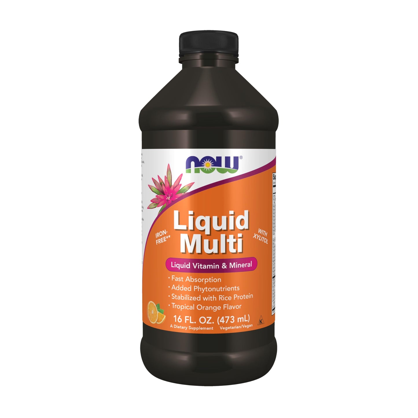 NOW Foods Liquid Multivitamin Tropical Orange — Fast Absorption & Phytonutrients, 16 oz