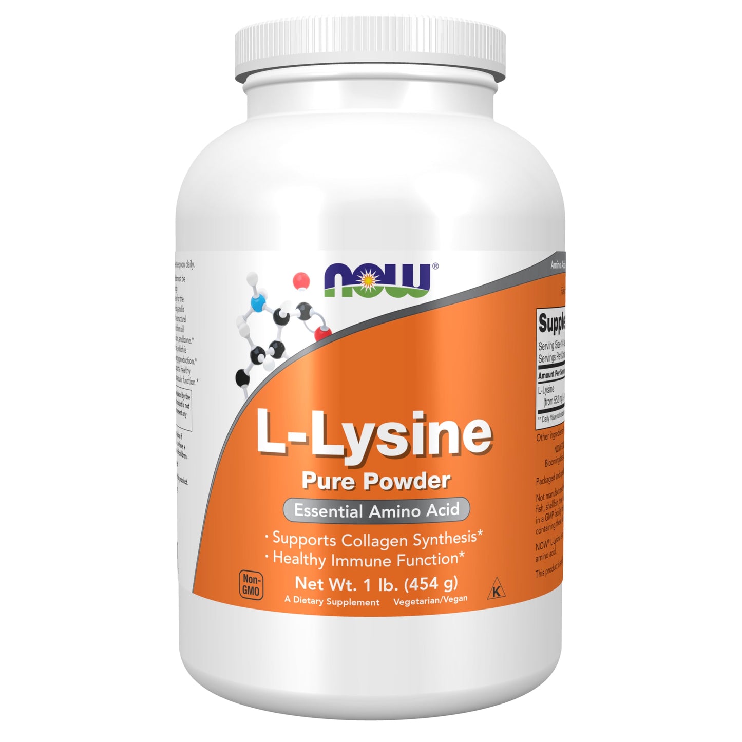 NOW Foods L-Lysine (L-Lysine Hydrochloride) Powder 1 lb – Supports Collagen Synthesis