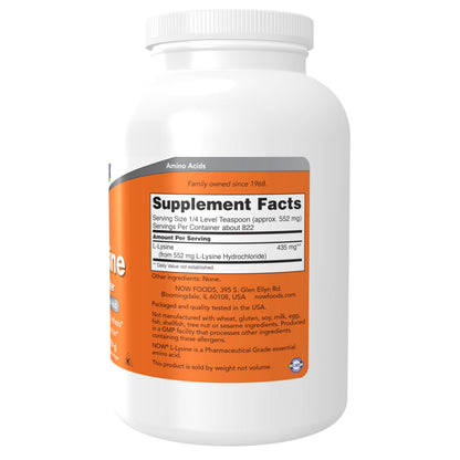 NOW Foods L-Lysine (L-Lysine Hydrochloride) Powder 1 lb – Supports Collagen Synthesis