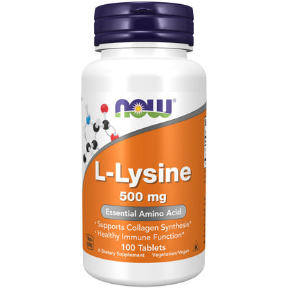 NOW Foods L-Lysine 500 mg | Immune & Collagen Support