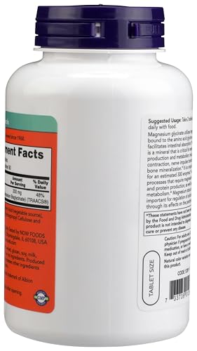 NOW Foods Magnesium Glycinate 100 mg — Highly Absorbable, 180 Tablets