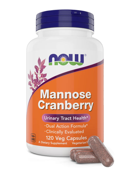 NOW Foods Mannose Cranberry 120 Veg Capsules – 450mg Mannose + Cranberry (PAC)