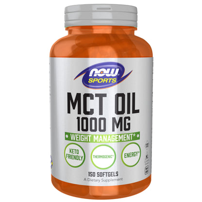 NOW Foods Sports Nutrition MCT Oil 1000 mg – 150 Softgels | Weight Management