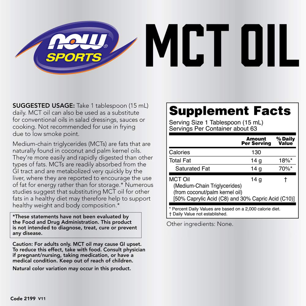 NOW Foods MCT 100% Oil, 32 fl oz | Pure MCT Oil