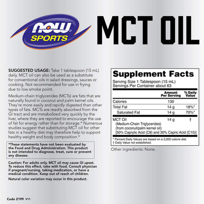 NOW Foods MCT 100% Oil, 32 fl oz | Pure MCT Oil