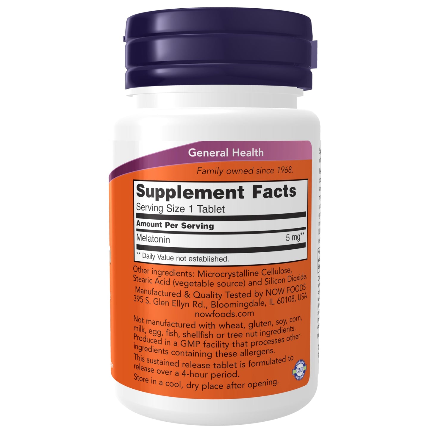 NOW Foods Melatonin 5 mg – Sustained Release (4-Hour) | 120 Tablets