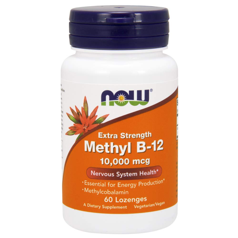 NOW Foods Methyl B-12 10000 mcg Lozenges – Vegan, Pack of 2 (120 Lozenges)