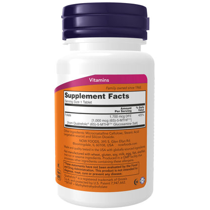 NOW Foods Methyl Folate 1,000 mcg – Metabolically Active Folate, Co-Enzyme B, 90 Tablets