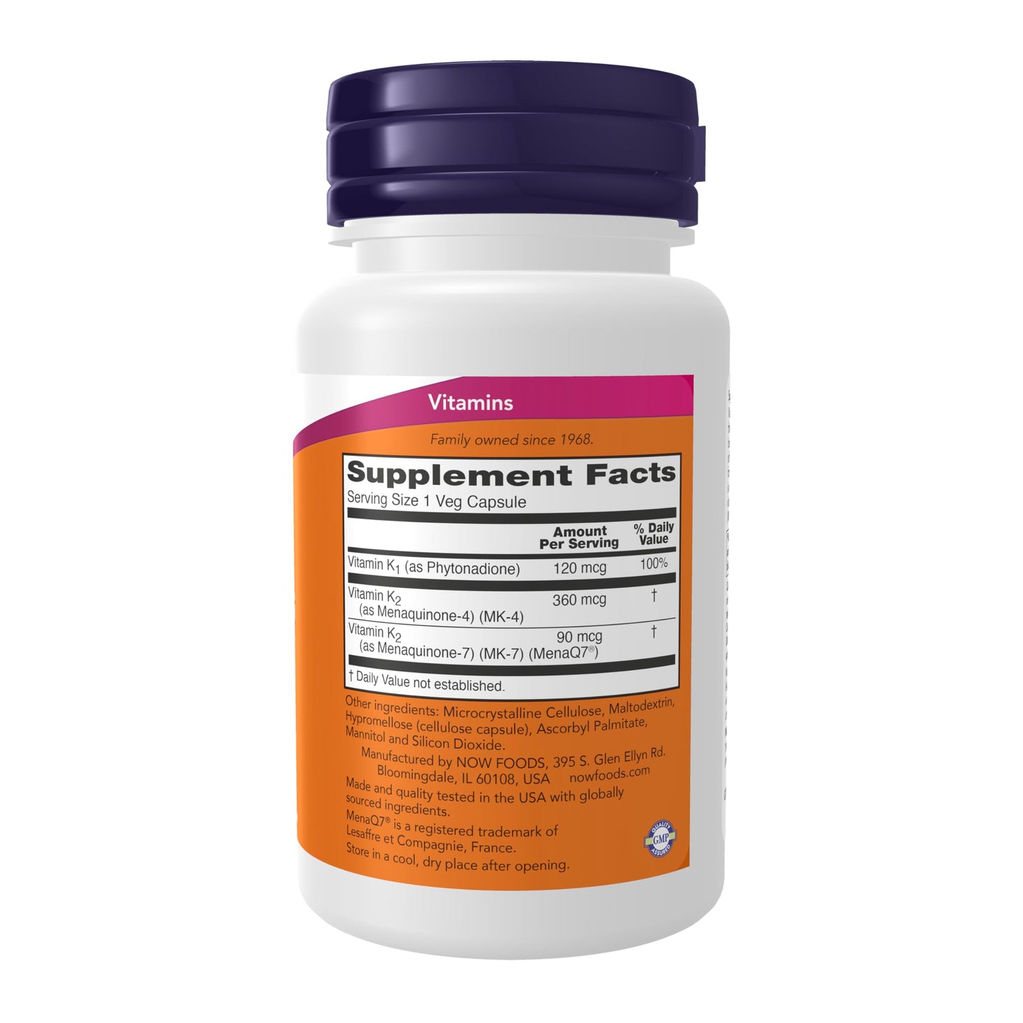 NOW Foods MK-7 Plus with K1 & MK-4 — Bone Health, 90 Veg Caps