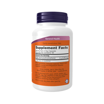 Now Foods MSM 1000mg, 120 Capsules – Supports Connective Tissue & Healthy Cartilage