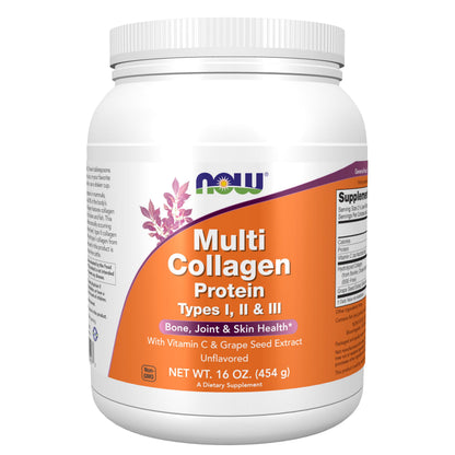 NOW Foods Multi Collagen Protein (Types I, II & III) – 16 oz Bone, Joint & Skin Health