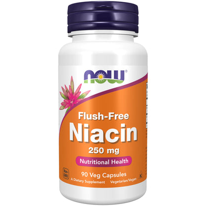 NOW Foods Niacin 250 mg Flush-Free (Vitamin B-3) - 90 Veg Capsules