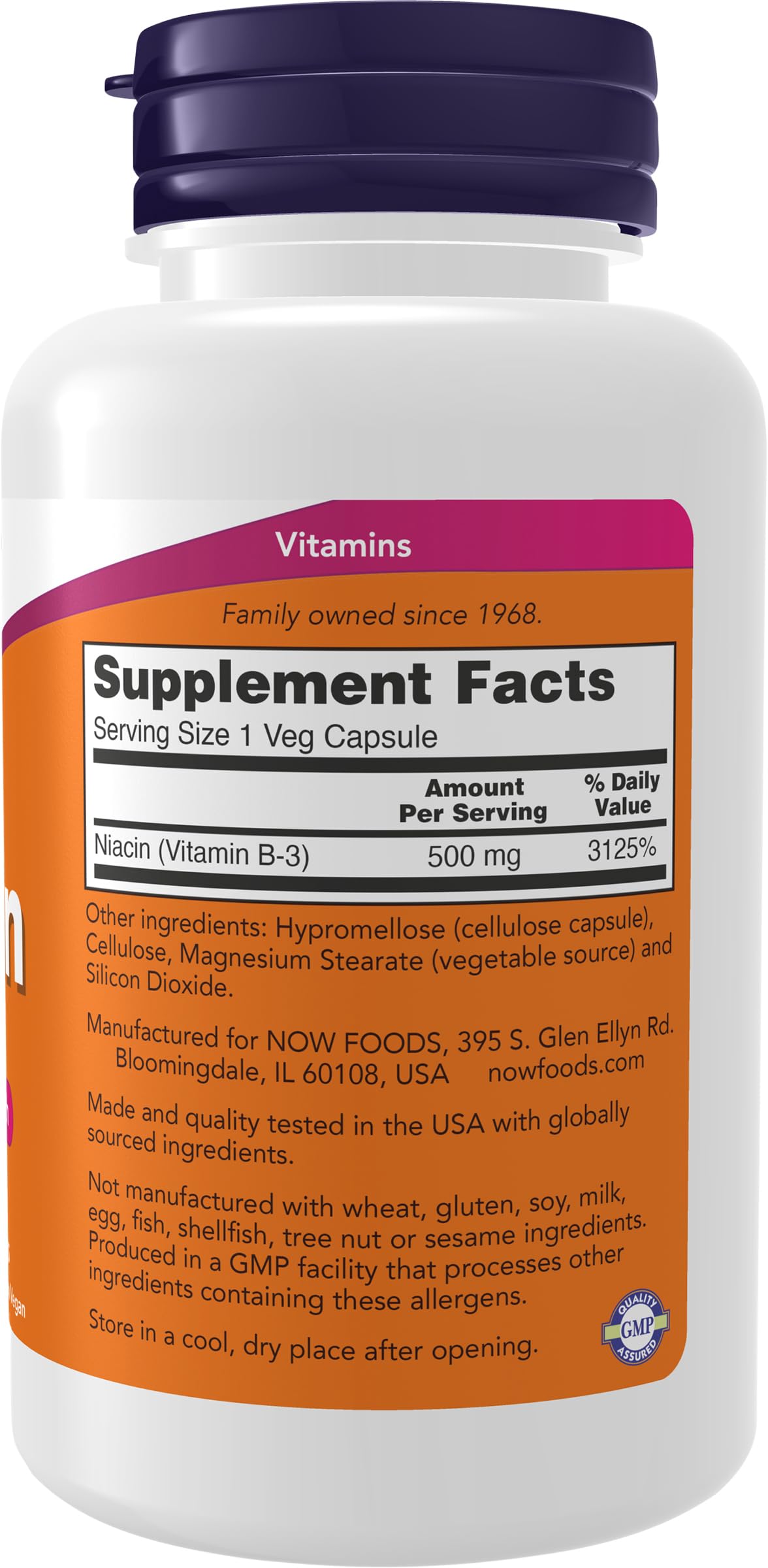 NOW Foods Niacin 500 mg (Vitamin B-3) – Essential B-Group Vitamin, 100 Capsules