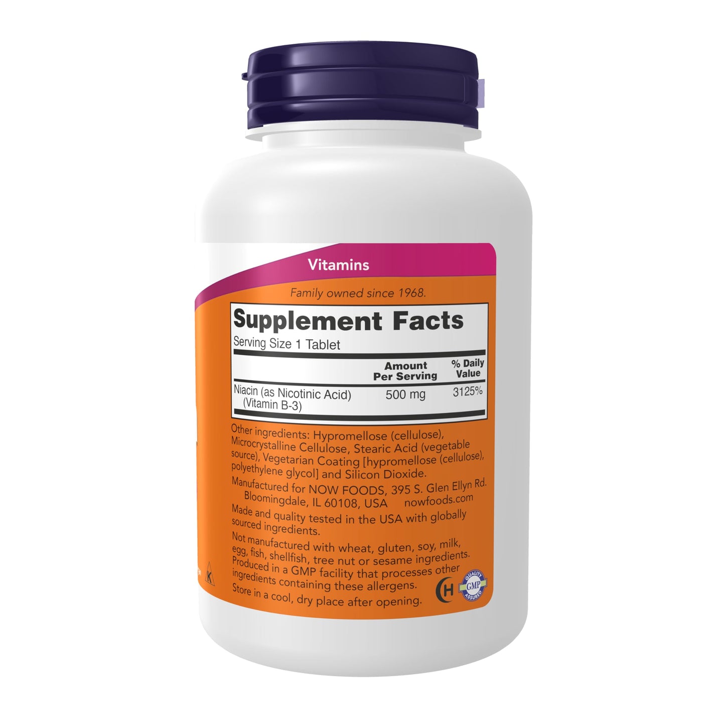 NOW Foods Niacin 500 mg Sustained Release – Vitamin B-3, 250 Tablets