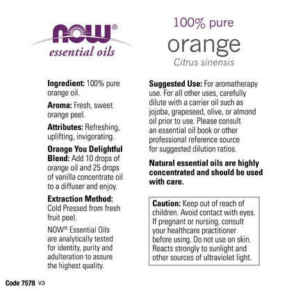 NOW Foods Orange Oil Sweet - 4 Fl Oz with Glass Dropper | 100% Pure Orange Essential Oil