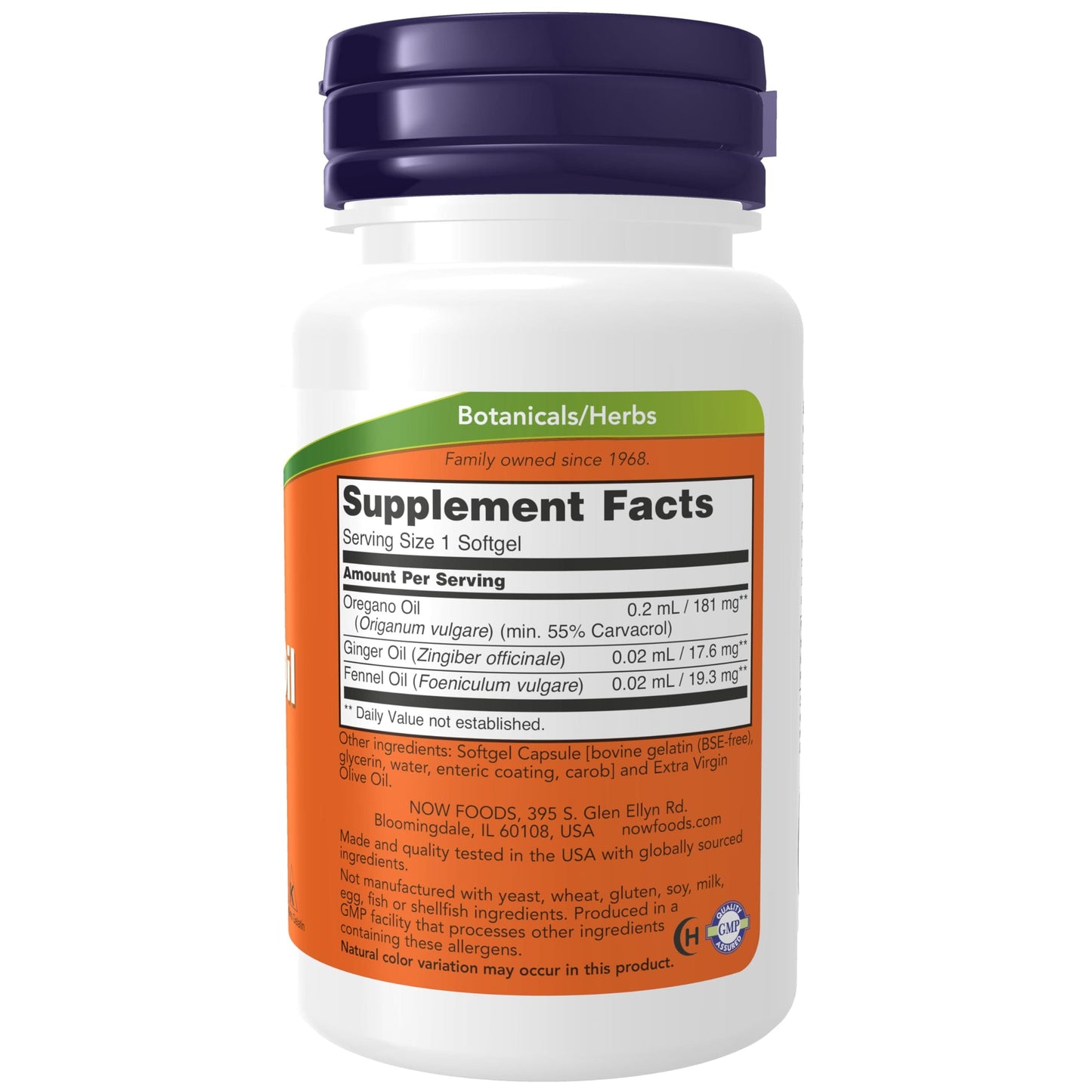 NOW Foods Oregano Oil with Ginger & Fennel – Enteric Coated, 90 Softgels