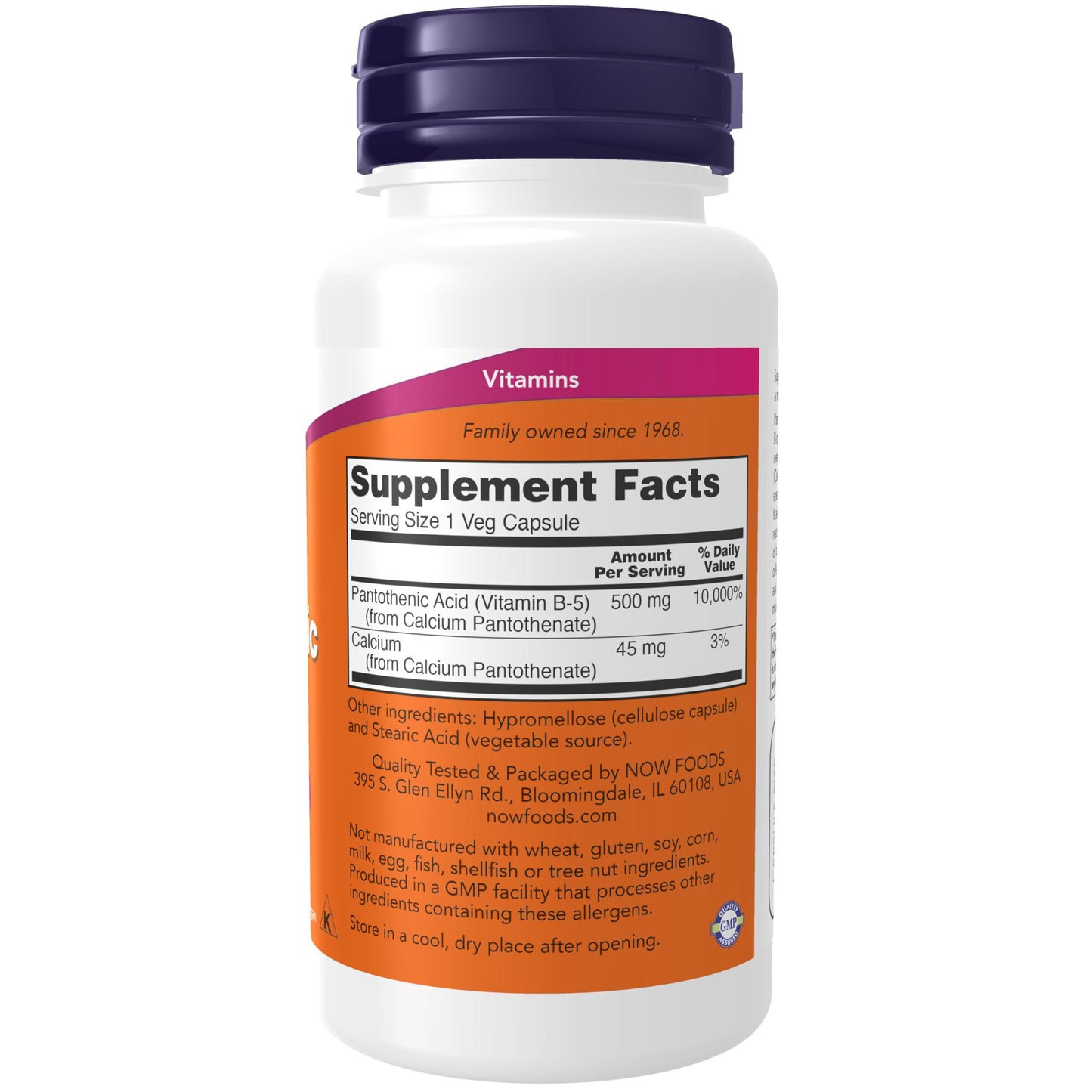 NOW Foods Pantothenic Acid 500 mg – Vitamin B-5, B-Complex, 100 Capsules