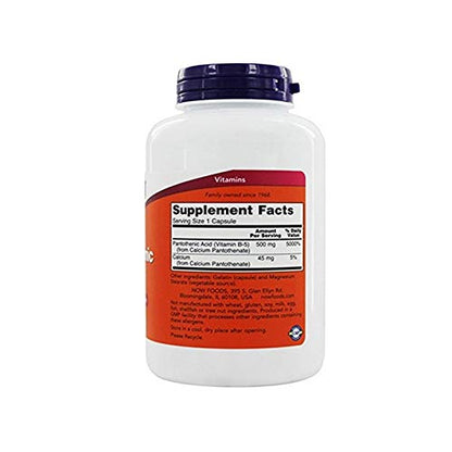 NOW Foods Pantothenic Acid 500mg – 100 Capsules (Pack of 2) | Vitamin B5 Supplement
