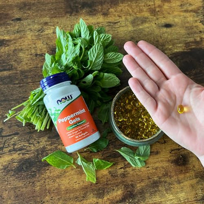 NOW Foods Peppermint Gels with Ginger & Fennel – Enteric Coated, Digestive Support, 90 Softgels