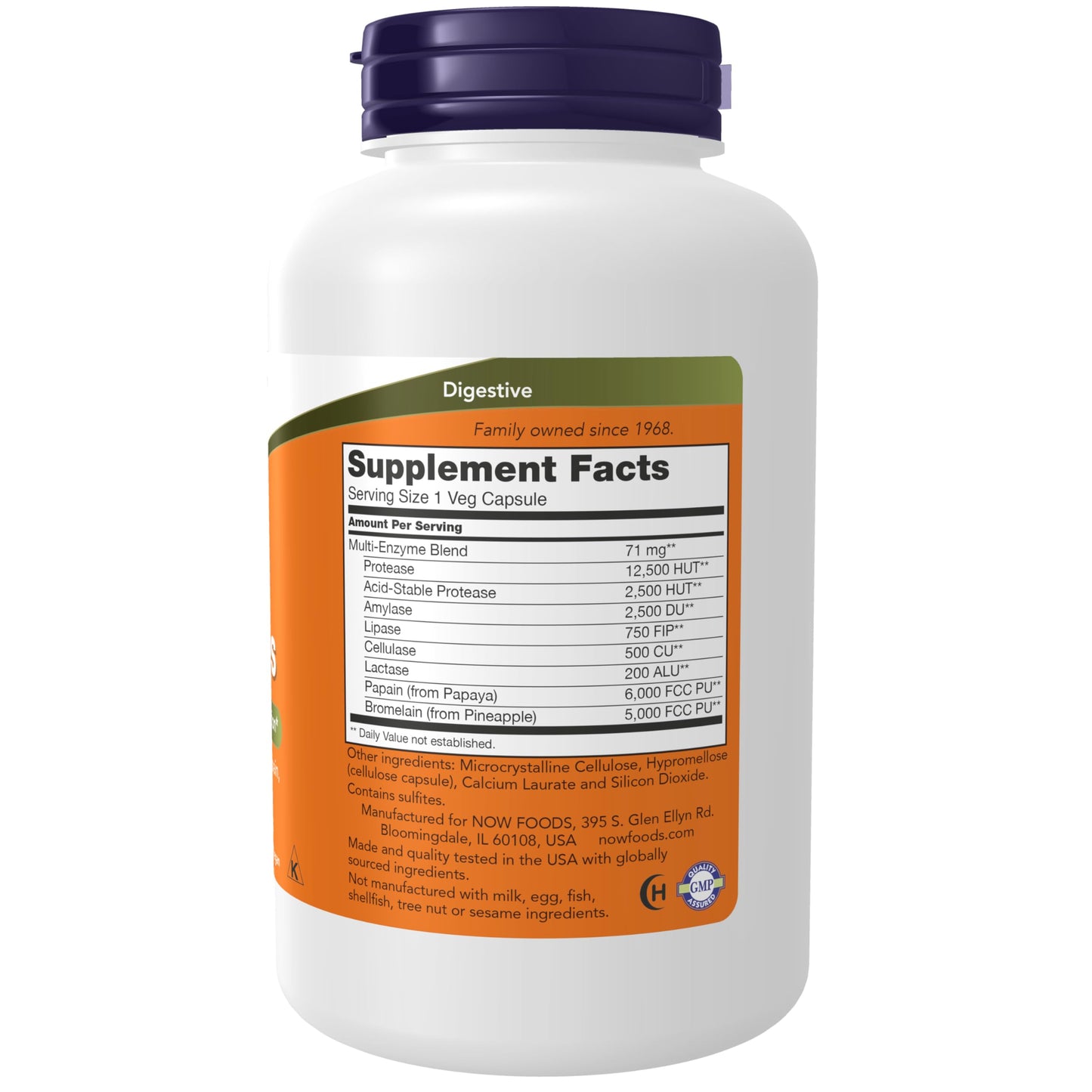 NOW Foods Plant Enzymes with Lactase - 240 Veg Capsules (Protease, Papain, Bromelain)